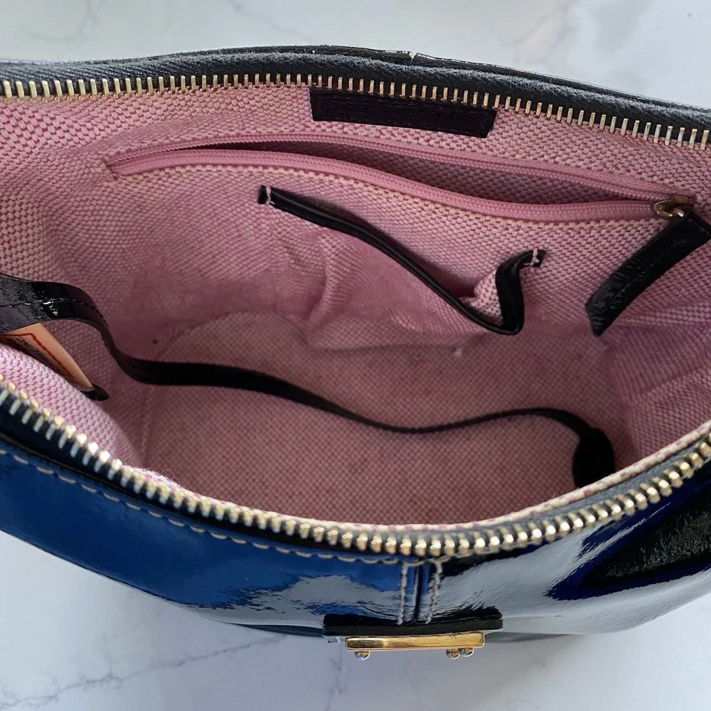 Vintage Dooney & Bourke Patent Leather Hobo Bag Women's Black Purse Y2K 90s